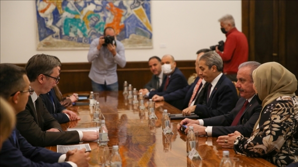 Mustafa Şentop, Sırbistan Cumhurbaşkanı Vuçiç ile bir araya geldi
